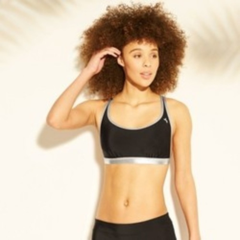 Women's Metallic Trim Bralette Bikini Top NWT